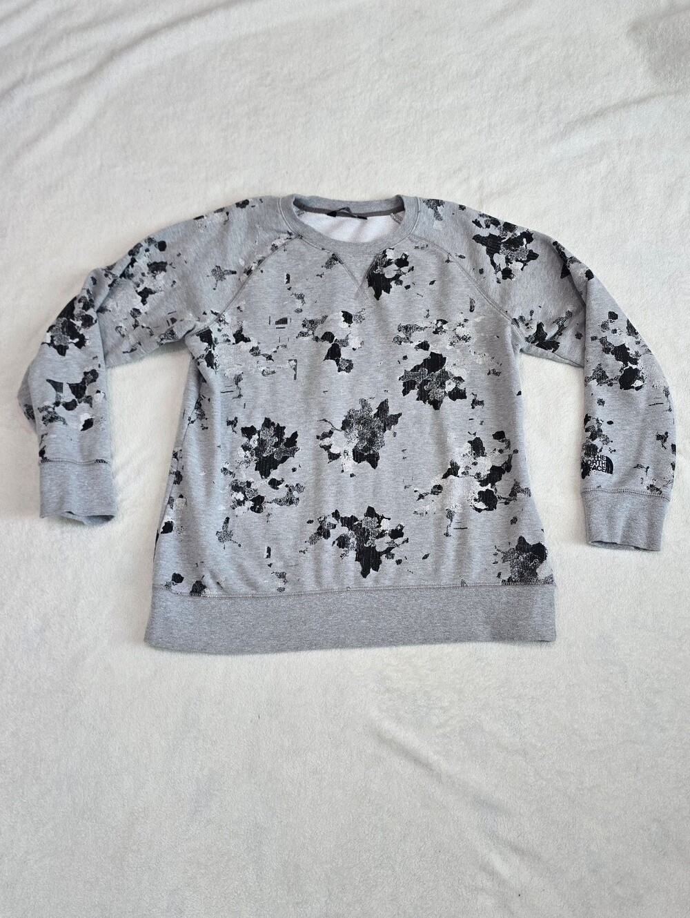 Women's The North Face Sweatshirt Ash Gray Black Fleece Pullover Size Large